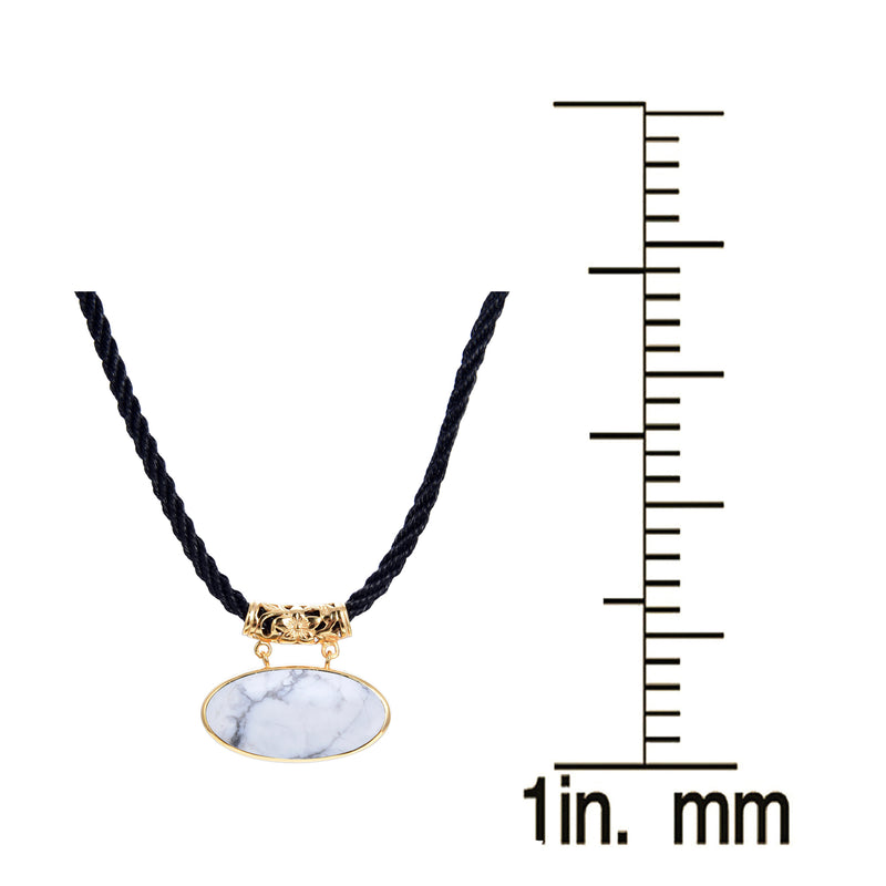 Howlite Gold plated Sterling Silver Pendant with 18" Black Cord