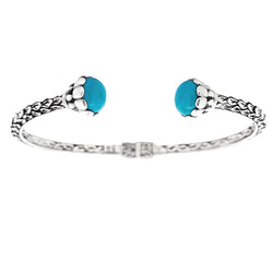 Natural Turquoise Bangle Bracelet Sterling Silver