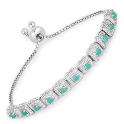 1.10 Carat Genuine Emerald .925 Sterling Silver Bracelet