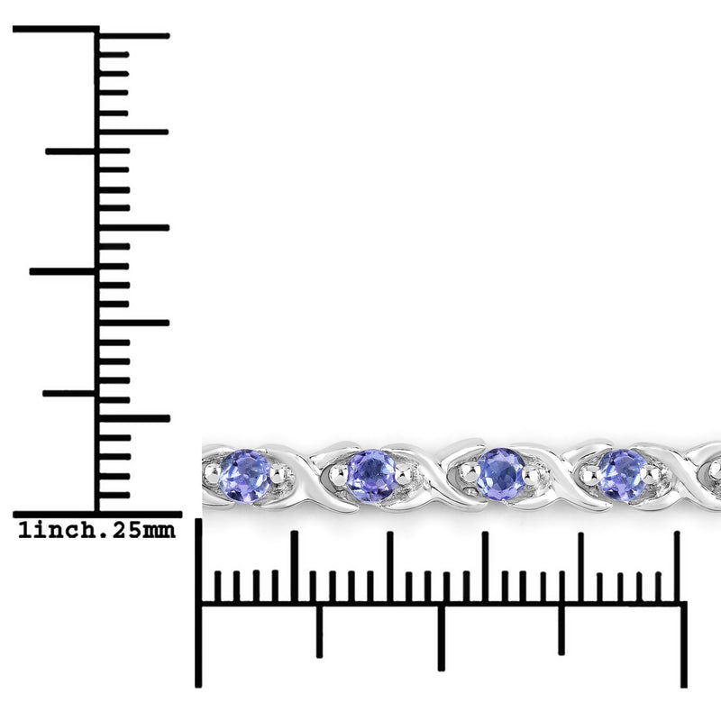 0.91 Carat Genuine Tanzanite .925 Sterling Silver Bracelet