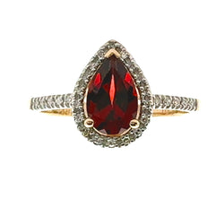 Natural 1.28ct Garnet Diamond Ring 14KT Yellow Gold