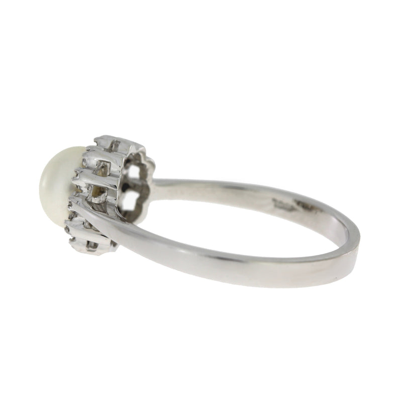 Natural .04ct FW Pearl Diamond Ring 10KT White Gold