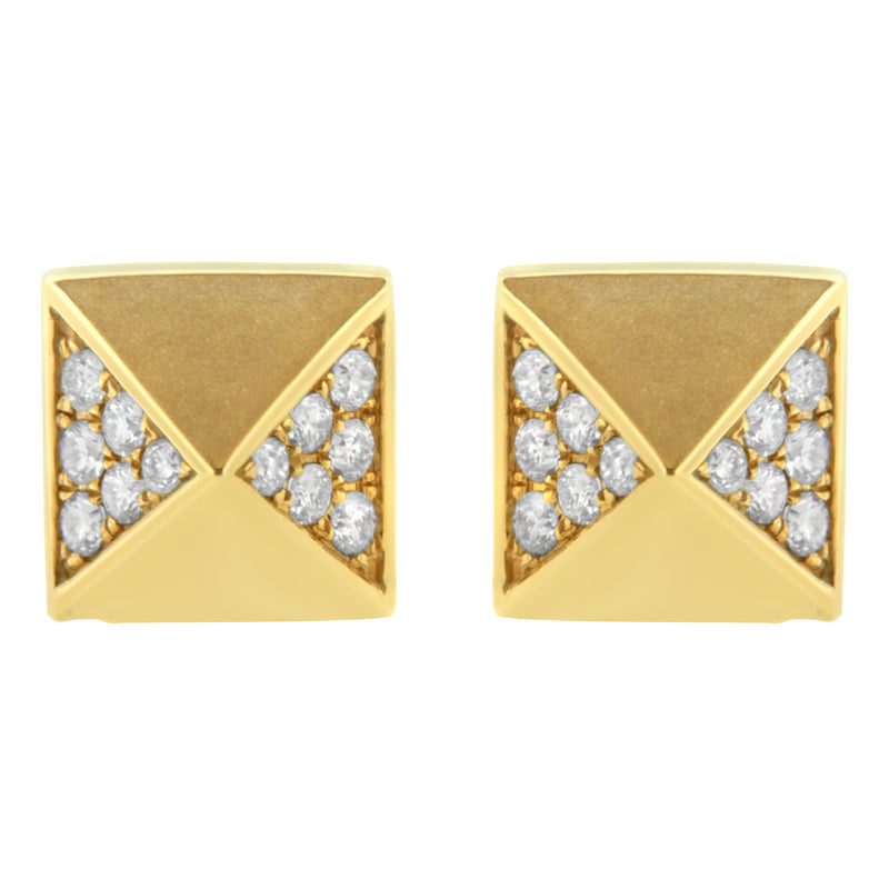 14K Yellow Gold 1/4 Cttw Diamond Pyramid Stud Earring (G-H Color, SI1-SI2 Clarity)