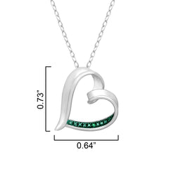 V3 Jewelry Green Diamond & Sterling Silver Heart Pendant Necklace