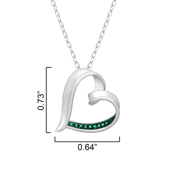 V3 Jewelry Green Diamond & Sterling Silver Heart Pendant Necklace