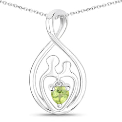 0.15 Carat Genuine Peridot .925 Sterling Silver Pendant