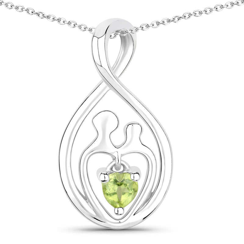 0.15 Carat Genuine Peridot .925 Sterling Silver Pendant