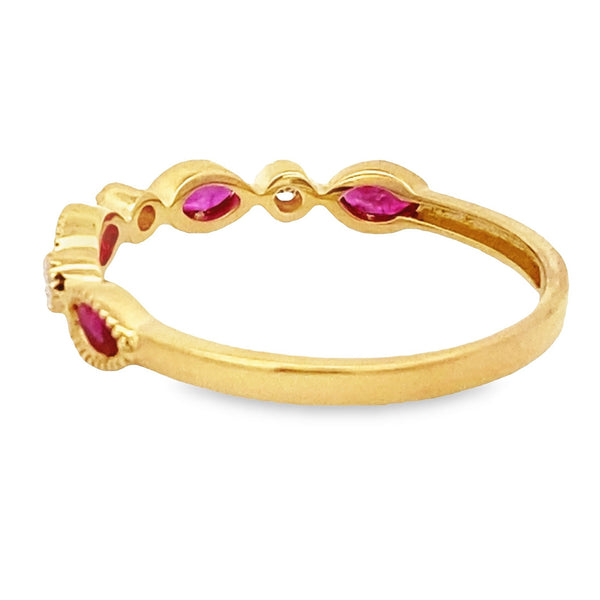 .24ct Ruby Diamond Fashion band rings 14KT Yellow Gold