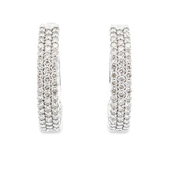 Natural 2.00ct Diamond Hoop Earrings 10KT White Gold