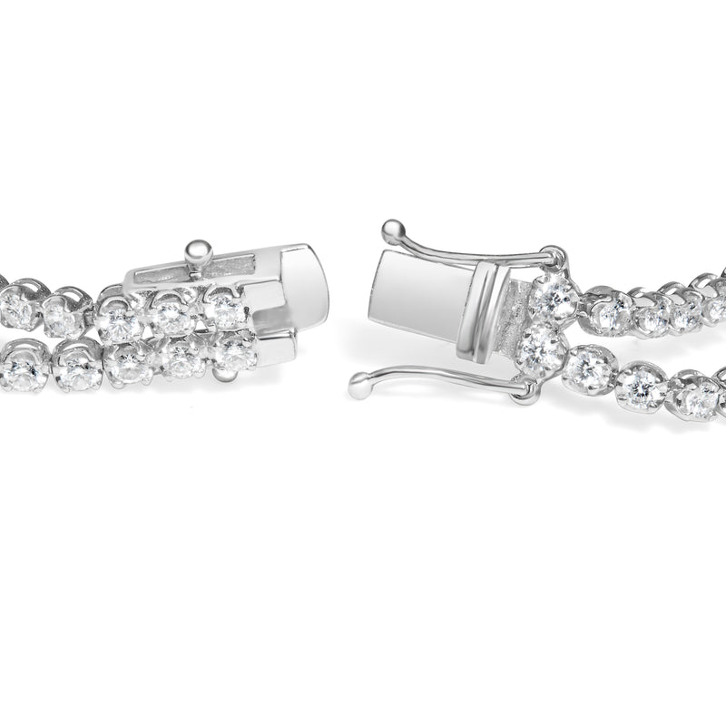 18K White Gold 5 3/5 Cttw Natural Diamond Double Row Link Tennis Bracelet (G-H Color, VS1-VS2 Clarity) - 7" Inches