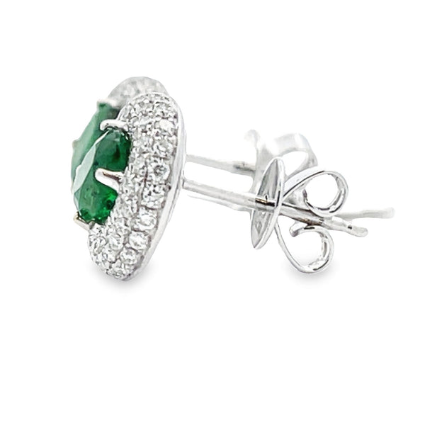 1.50ct Emerald Diamond Stud Earrings 18KT White Gold