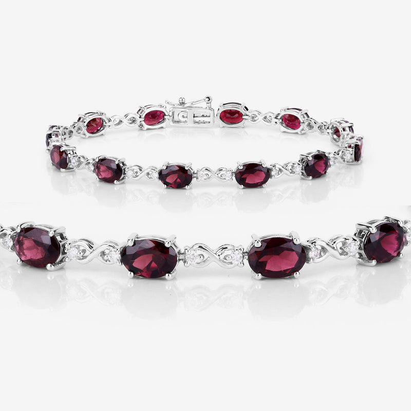 8.26 Carat Genuine Pink Tourmaline and White Diamond 14K White Gold Bracelet