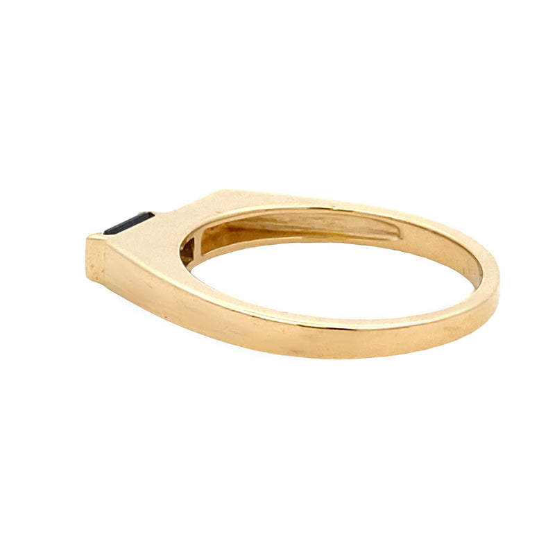 .06ct Created Sapphire Diamond Ring 10KT Yellow Gold