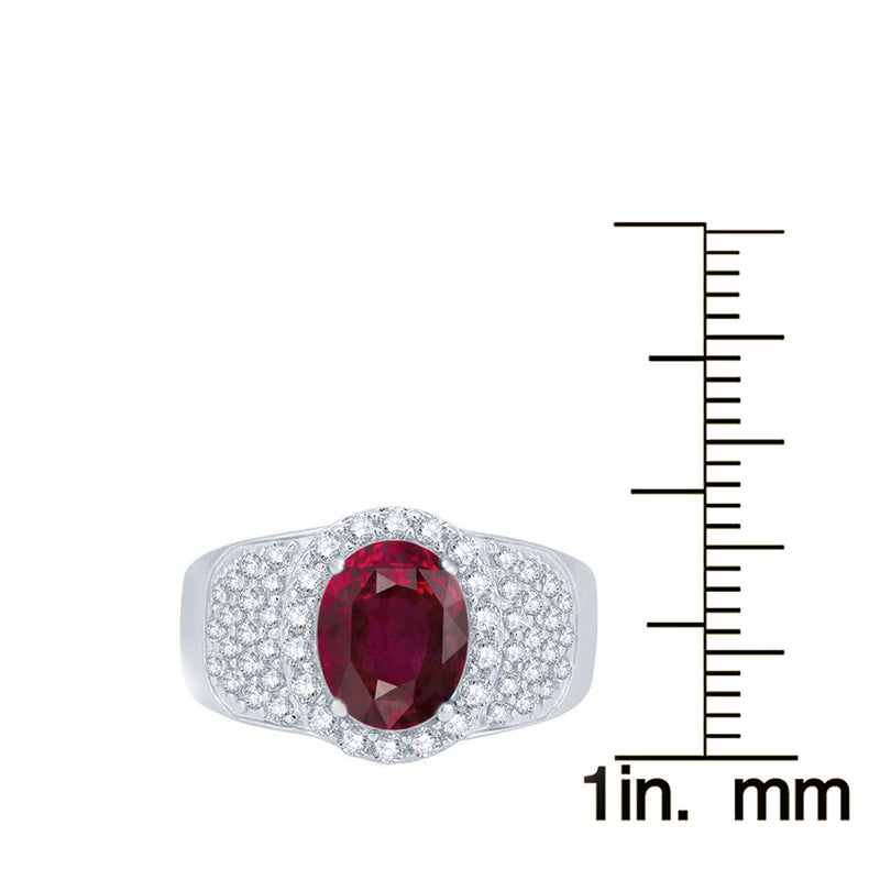 V3 Jewelry Ruby & White Topaz Halo Oval Ring