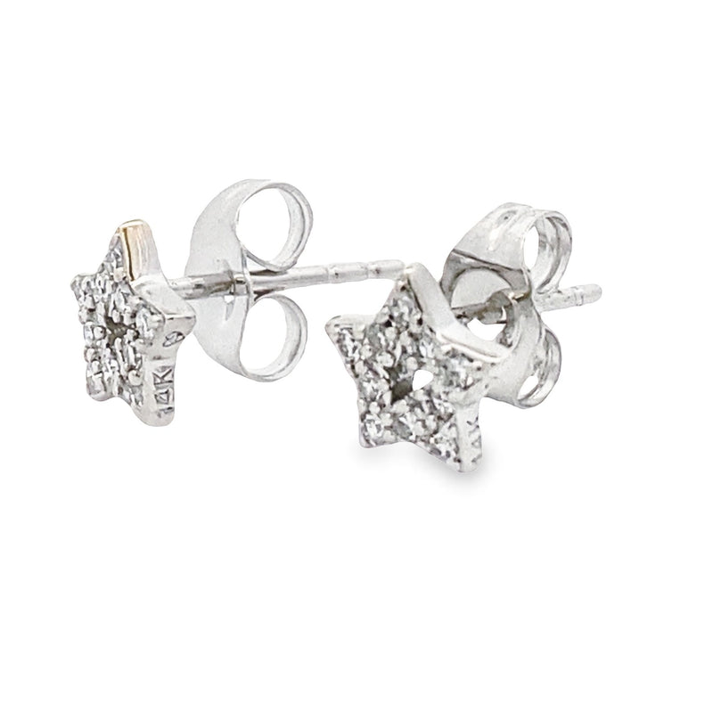 Genuine .05ct Diamond Earrings 14KT White Gold