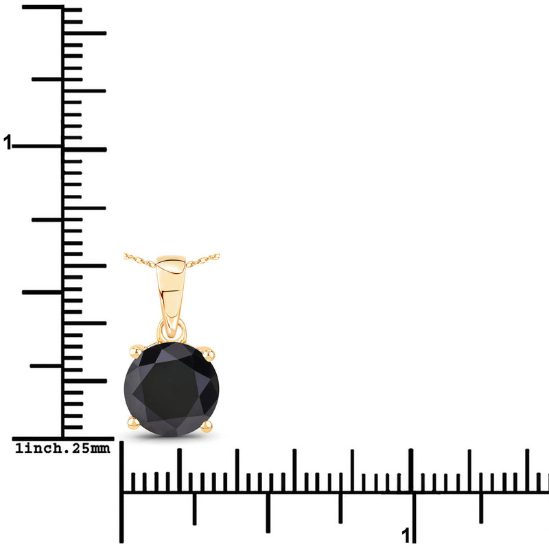 2.80 Carat Genuine Black Diamond 14K Yellow Gold Pendant