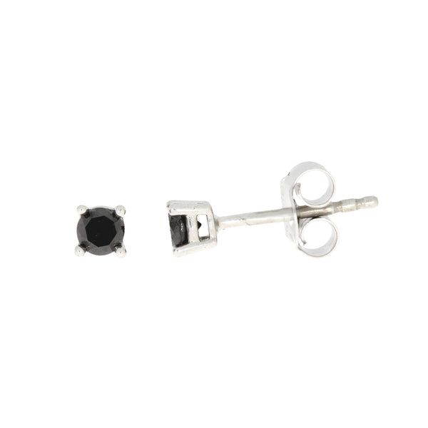 .25ct Black Diamond Stud Earrings Sterling Silver