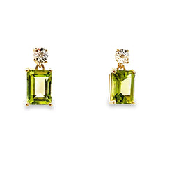 2.11ct Peridot Diamond Earrings 10KT Yellow Gold