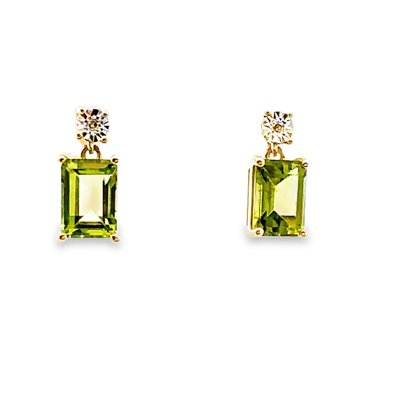 2.11ct Peridot Diamond Earrings 10KT Yellow Gold