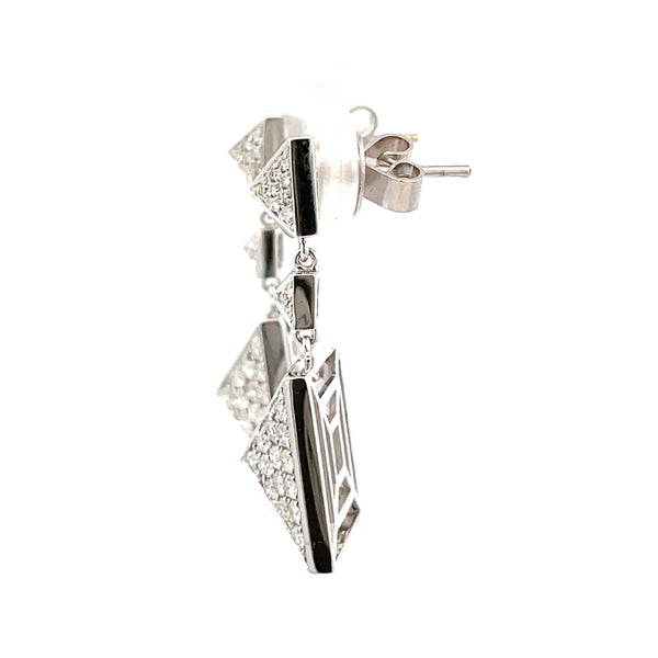 Natural 1.25ct Diamond Dangle Earrings 18KT White Gold