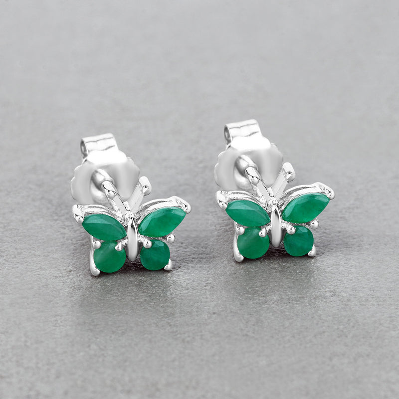 0.50 Carat Genuine Emerald .925 Sterling Silver Earrings