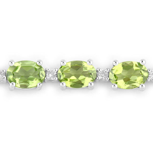 11.27 Carat Genuine Peridot and White Topaz .925 Sterling Silver Bracelet