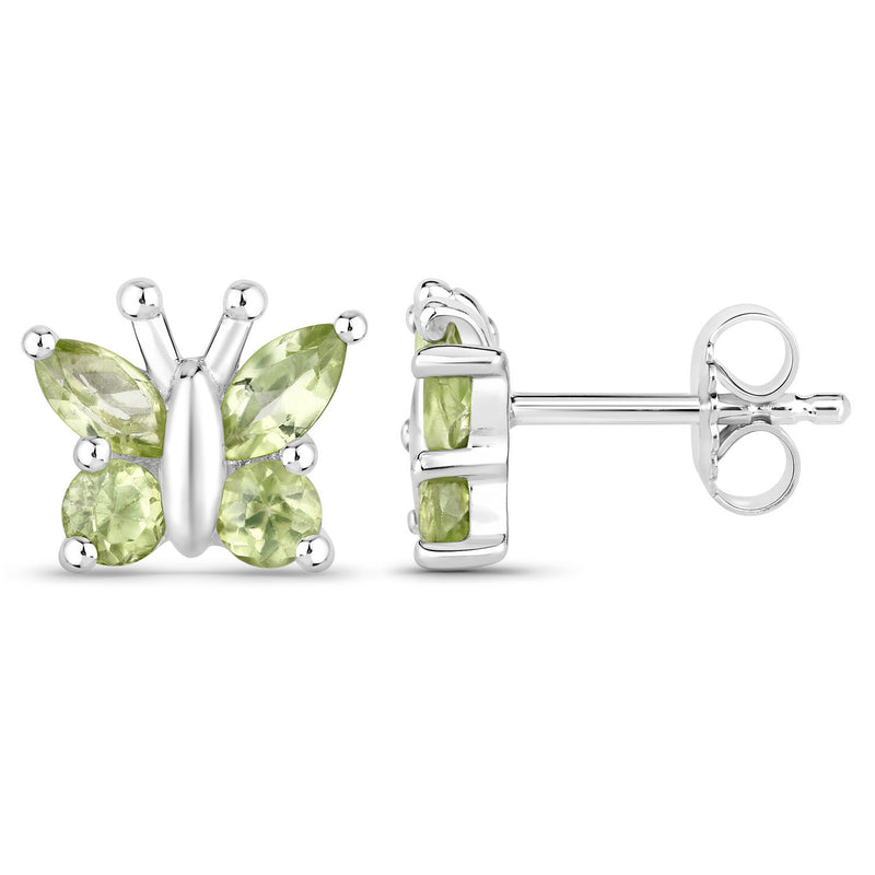 1.00 Carat Genuine Peridot .925 Sterling Silver Earrings