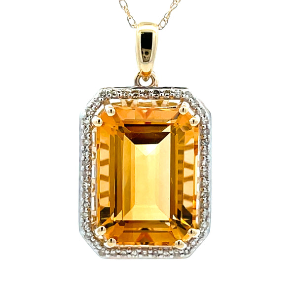 Citrine Diamond Fashion Pendants 14KT Yellow Gold