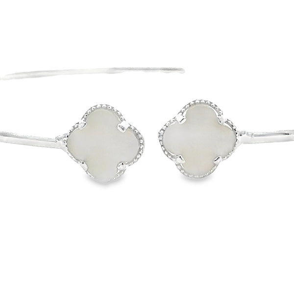 Natural Mother of Pearl Bangle Bracelet Sterling Silver