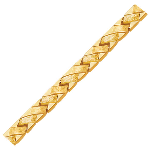 14k Yellow Gold Fancy Basket Weave Line Bracelet