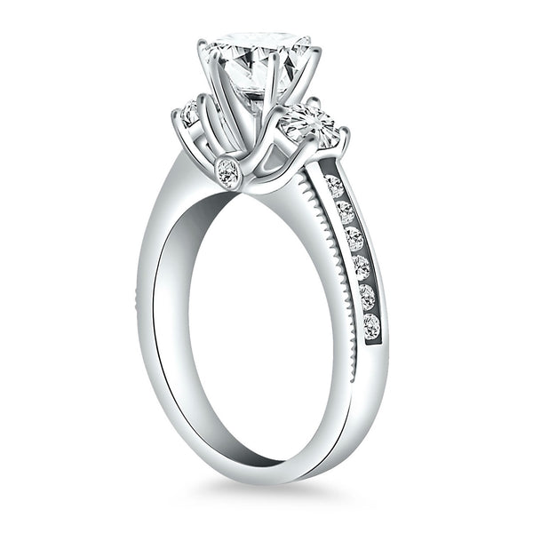 14k White Gold Multi Diamond Engagement Ring Mounting