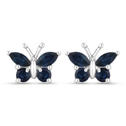 0.61 Carat Genuine Blue Sapphire .925 Sterling Silver Earrings