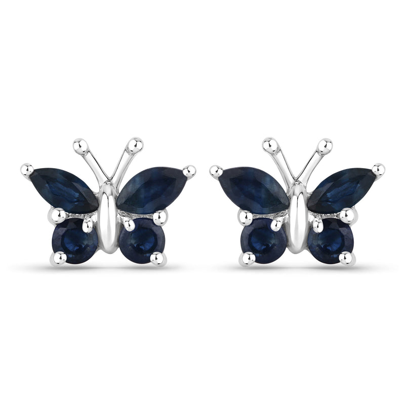 0.61 Carat Genuine Blue Sapphire .925 Sterling Silver Earrings