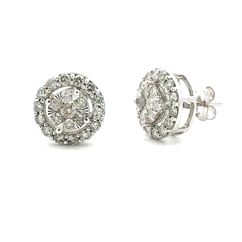 Natural 1.00ct Diamond Stud Earrings 10KT White Gold