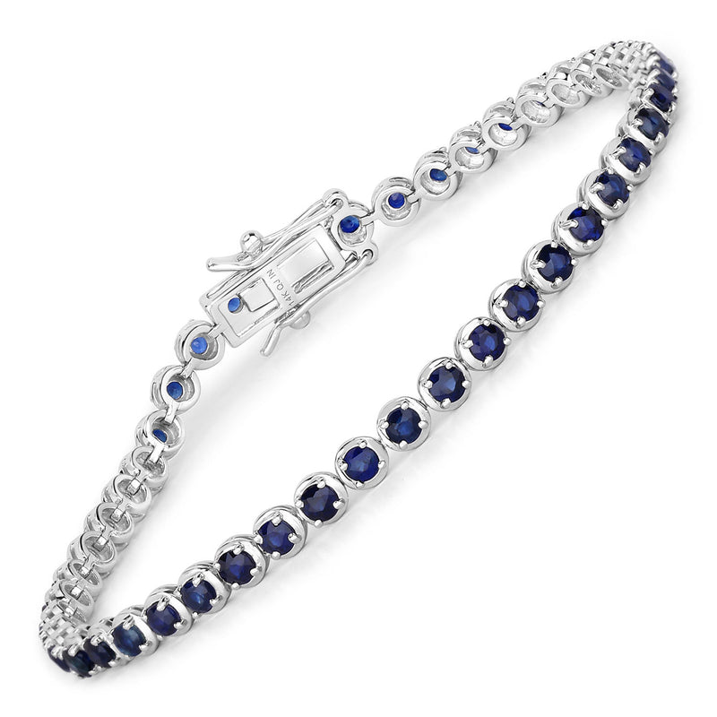 3.13 Carat Genuine Blue Sapphire 14K White Gold Bracelet