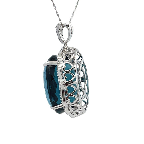 London Blue Topaz Fashion Pendants 14KT White Gold