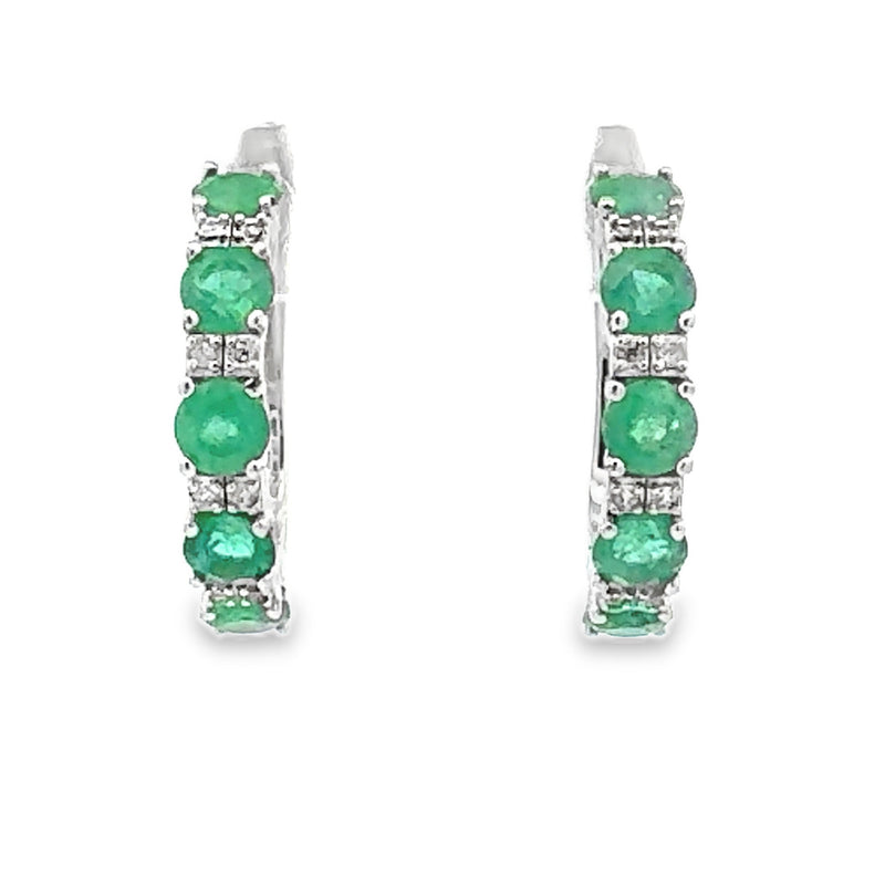 2.76ct Emerald Zircon Hoop Earrings Sterling Silver