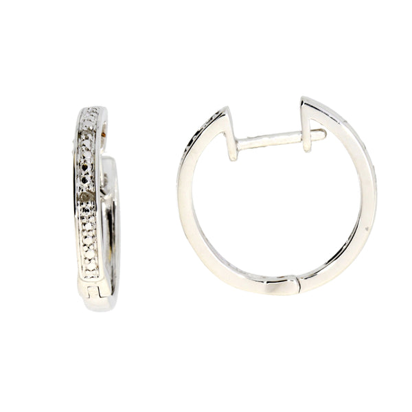 Genuine .06ct Diamond Hoop Earrings Brass