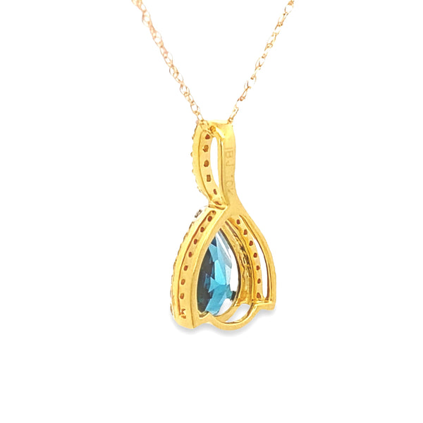 London Blue Topaz Fashion Pendants 10KT Yellow Gold