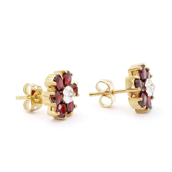 1.92 ctw Garnets & Diamonds 18K Gold Plated Designer Earrings