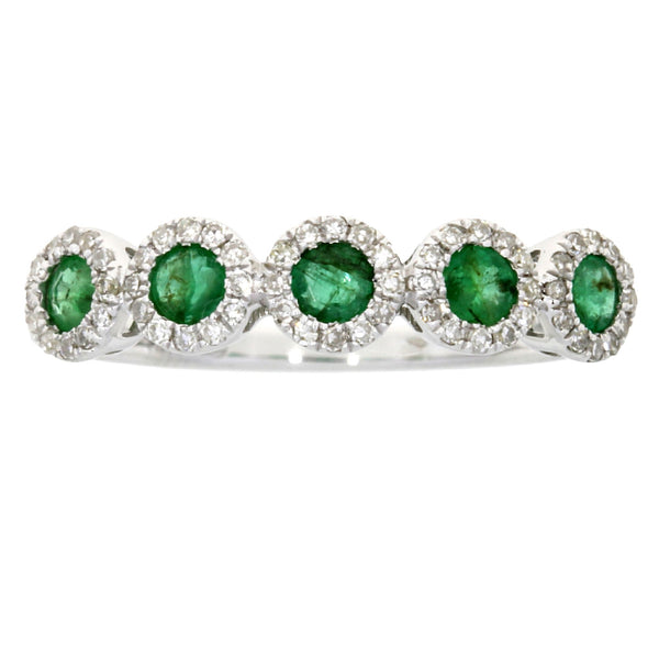 .50ct Emerald Diamond Wedding Band Ring 14KT White Gold