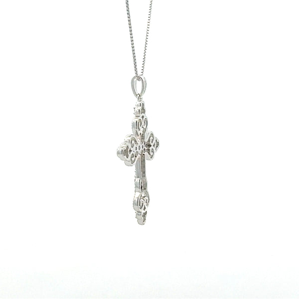 .06ct Diamond Cross Religious Pendant Sterling Silver