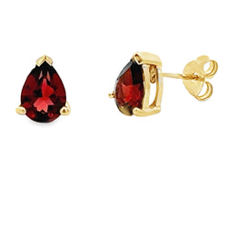 Natural 1.59ct Garnet Stud Earrings 10KT Yellow Gold