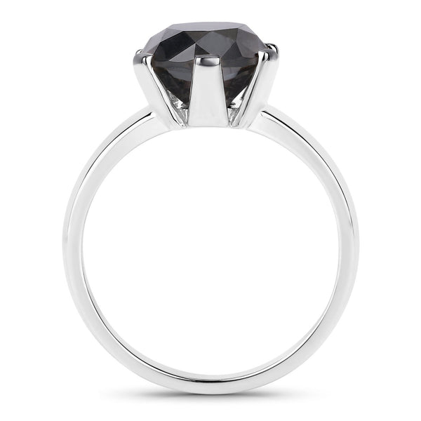 4.05 Carat Genuine Black Diamond 14K White Gold Ring