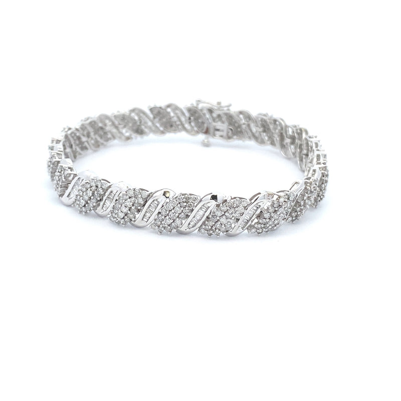 Genuine 5.00ct Diamond Tennis Bracelet 10KT White Gold