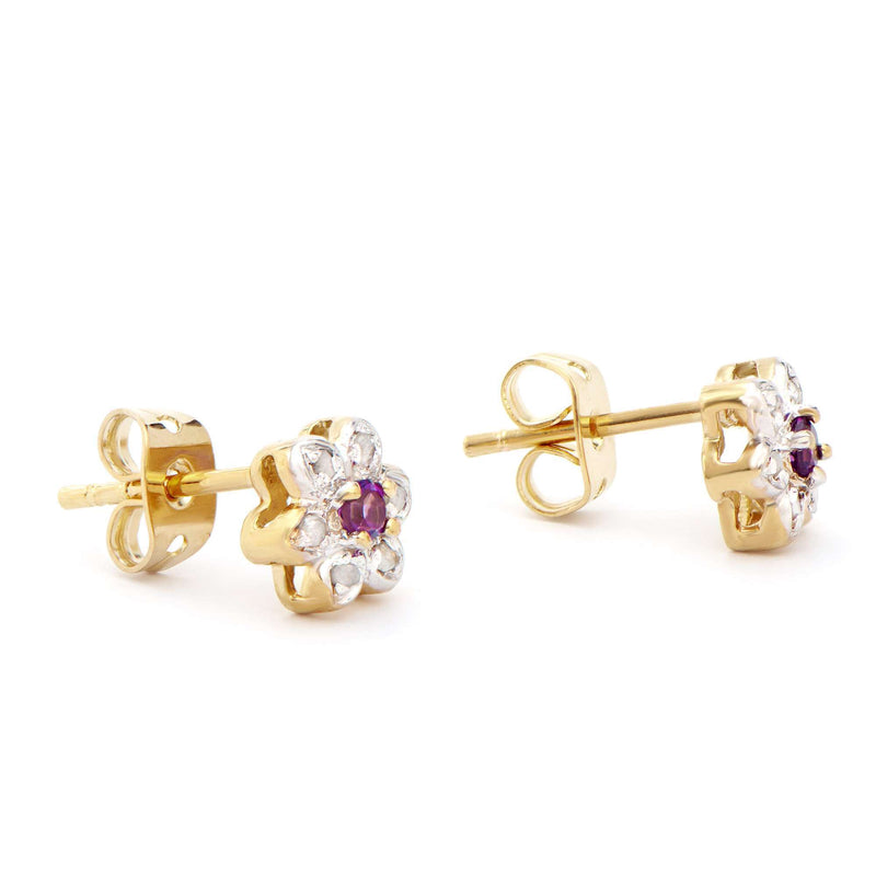 0.25 ctw Amethyst & Diamonds 18K Gold Plated Designer Earrings