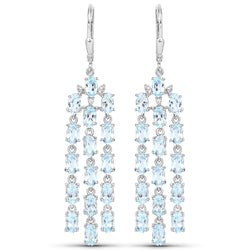 8.00 Carat Genuine Blue Topaz .925 Sterling Silver Earrings