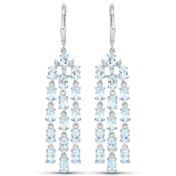 8.00 Carat Genuine Blue Topaz .925 Sterling Silver Earrings