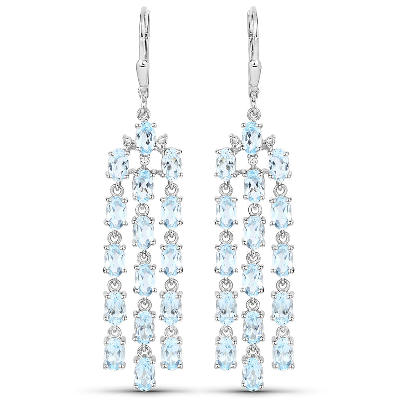 8.00 Carat Genuine Blue Topaz .925 Sterling Silver Earrings