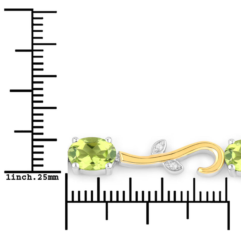 4.21 Carat Genuine Peridot and White Topaz .925 Sterling Silver Bracelet